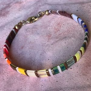 Handmade Miyuki tila bracelet with mixed rainbow design